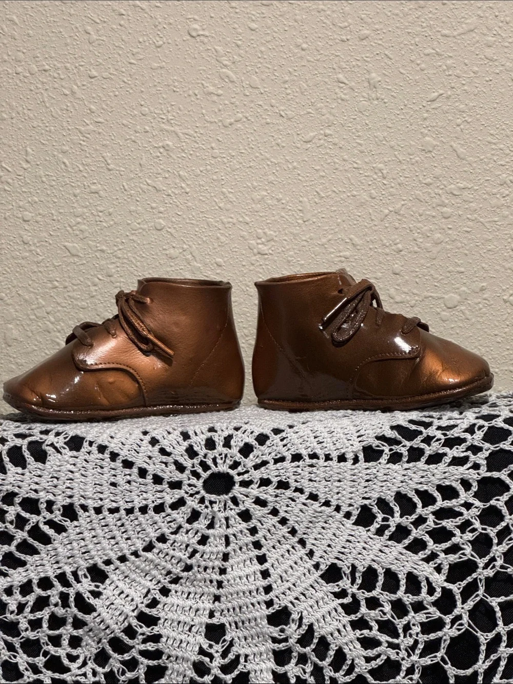 Toddler Lace-Up Ankle Boots Bronze Sprayed -From 1960’s